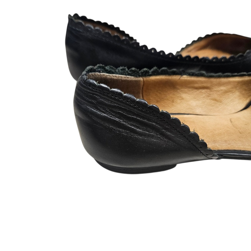 Jack Rogers Flats Womens 8 Black Leather Scalloped Pointed Toe d'Orsay Classic - Picture 3 of 14